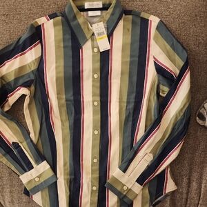 Van Heusen Green and Blue Button Down Shirt